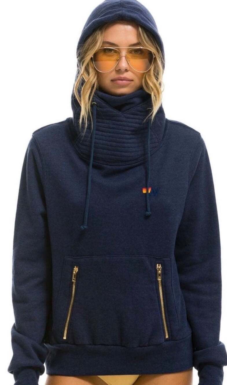 Aviator Nation Ninja Pullover Hoodie Size S Navy Blue